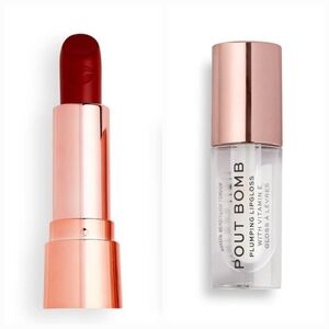 Revolution Beauty London Lipstick (Ruby) & Clear Gloss Bundle